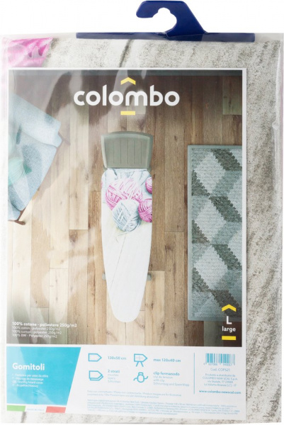 Чехол для гладильной доски Colombo New Scal S.p.A. Клубки пряжи серые с розовым 130х50