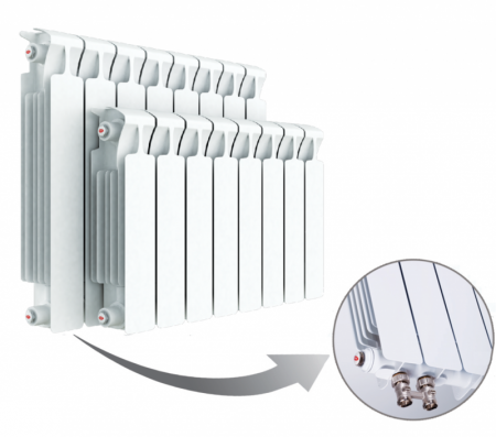 Радиатор биметаллический секционный Rifar Monolit Ventil 500 х 10 секций (подключение нижнее слева)