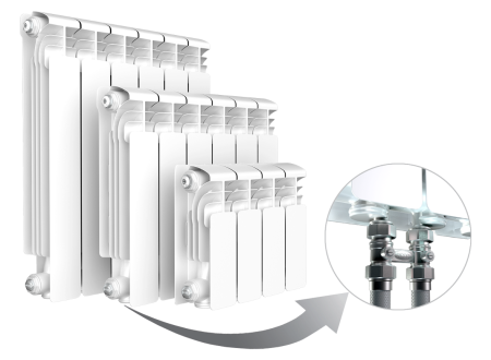 Радиатор алюминиевый секционный Rifar Alum Ventil 200 х 10 секций (подключение нижнее слева)